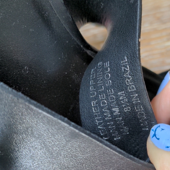 M4DE MADE leather chunky criss cross strap heels EUC 8.5 Priscilla style black - Picture 4 of 9